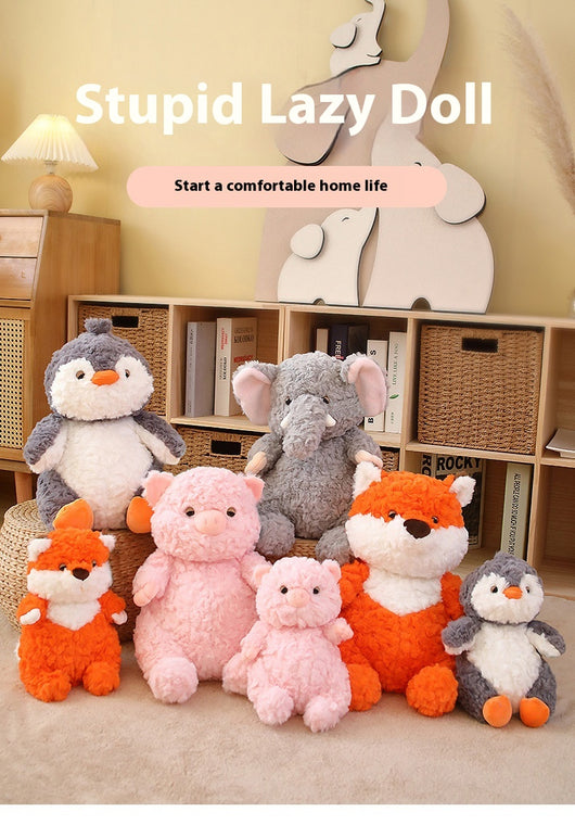 Peluche Elefante y Cerdo Gris de la Serie Lazy - Juguete Suave - Image 18