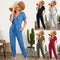 Jumpsuit Casual con Cuello en V y Bolsillos Cruzados