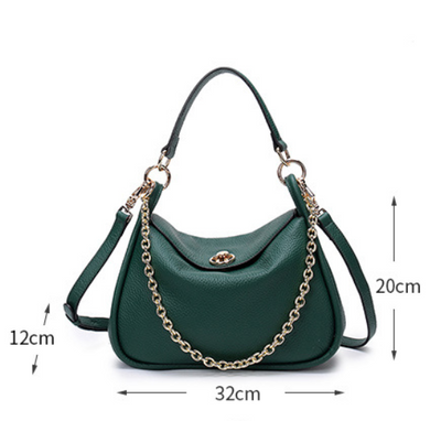 Bolso Tote de Cuero con Cadena y Capas Delanteras - Image 9