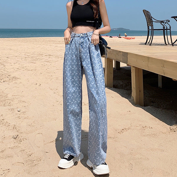 Pantalones Rectos Estampados Oversize con Largo Dragging