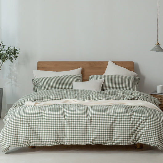 Juego de Cama 4 Piezas Algodón Teñido Lavado Estilo Minimalista Japonés - Image 5