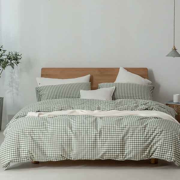Juego de Cama 4 Piezas Algodón Teñido Lavado Estilo Minimalista Japonés - Image 5