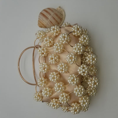 Bolso Bucket Tejido a Mano con Perlas - Diseño Casual y Elegante - Image 3