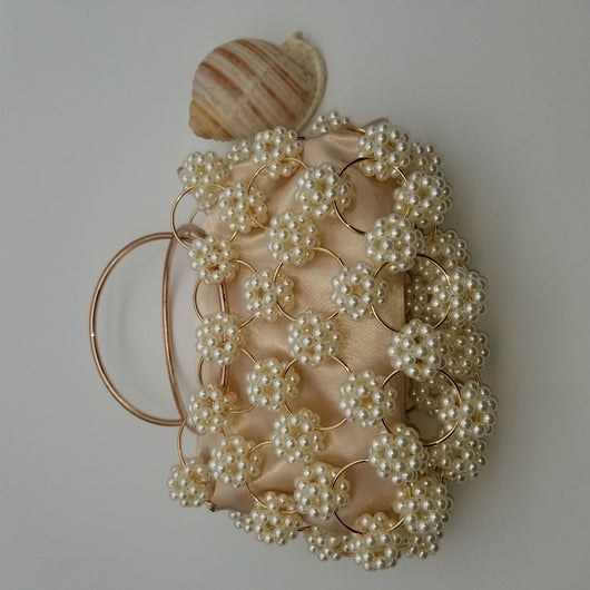 Bolso Bucket Tejido a Mano con Perlas - Diseño Casual y Elegante - Image 3