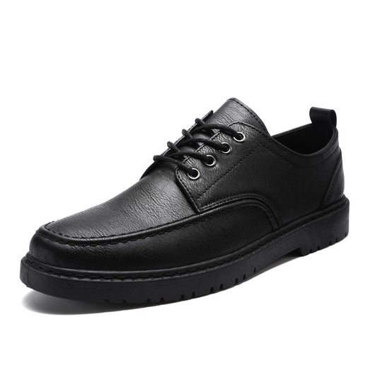Zapatos Casuales de Cuero Negro con Cordones para Hombre Talla Grande Estilo Británico - Image 4