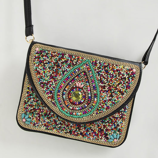 Bolso Bohemio Étnico con Cuentas y Compartimiento para Teléfono - Image 16