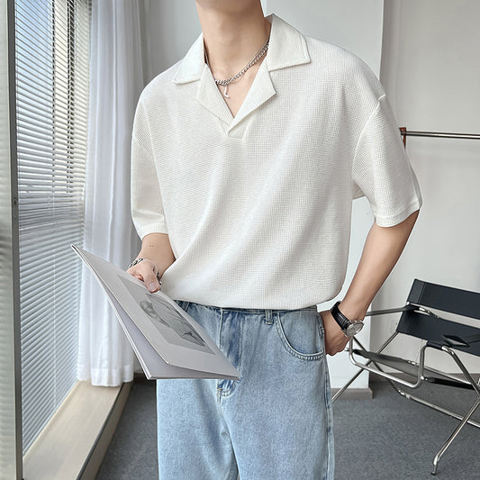 Polo Holgado de Manga Corta Primavera Verano - Diseño Minimalista con Hombro Caído