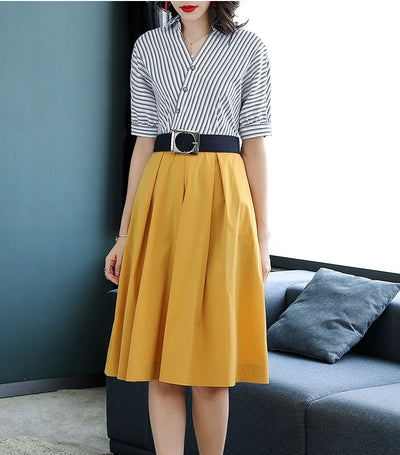 Falda Blusa a Rayas con Contraste Elegante - Image 9