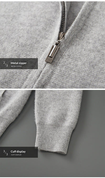 Suéter Tejido de Lana Reversible para Hombre con Cierre - Colores Sólidos - Image 18