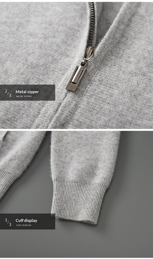 Suéter Tejido de Lana Reversible para Hombre con Cierre - Colores Sólidos - Image 18
