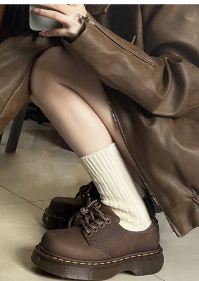 Zapatos de Cuero para Mujer con Suela Gruesa y Punta Redonda - Image 18