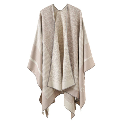 Poncho Chal Geométrico de Cachemira Gruesa con Borlas Versátil - Image 13