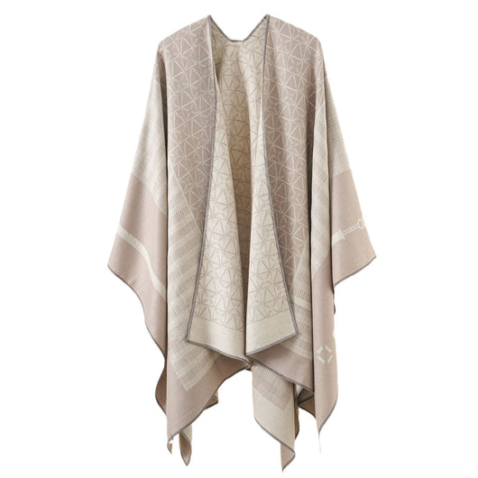 Poncho Chal Geométrico de Cachemira Gruesa con Borlas Versátil - Image 13