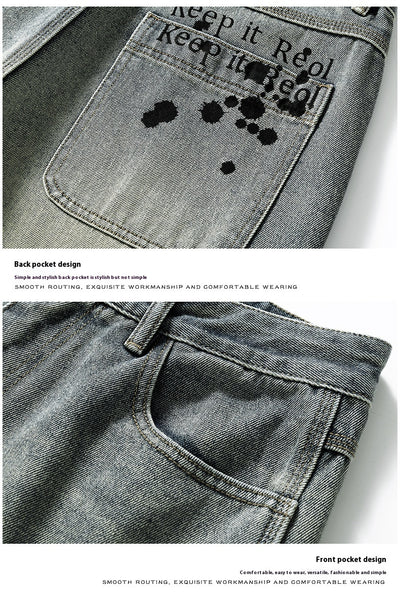 Pantalones Rectos Anchos Lavados Vintage para Hombre - Image 9