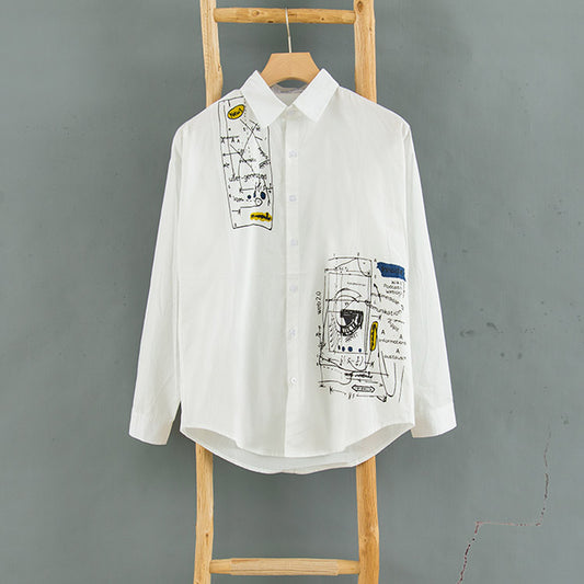 Playera Blanca Hombre Estilo Hong Kong con Estampado Graffiti
