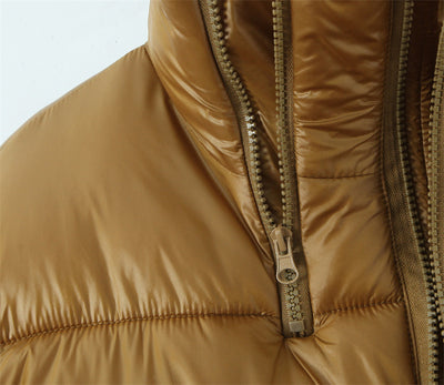 Abrigo Puffer Dorado con Cuello Alto y Doble Cierre para Mujer - Image 15