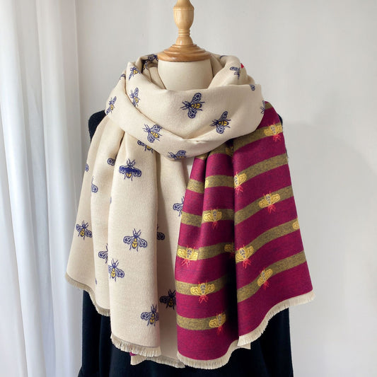 Pashmina Elegante con Flecos para Otoño e Invierno - Complemento Versátil para Mujer