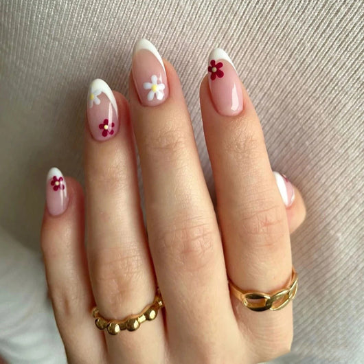 Parches de Uñas Nude Delicado - Diseño Floral Fingertip - Image 6