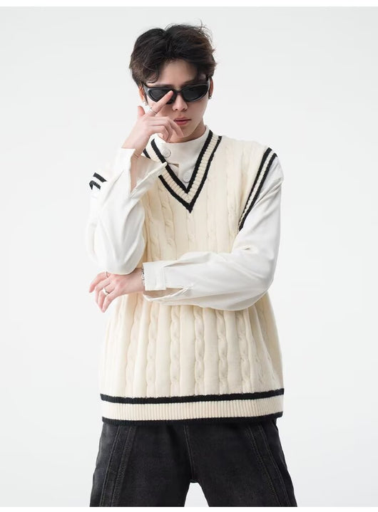 Chaleco Tejido Cuello V Estilo British College - Image 18