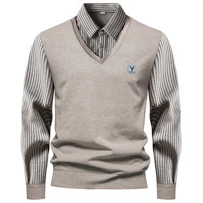 Camisa Térmica Hombre Manga Larga Efecto Doble Tela con Rayas y Forro Polar - Image 4