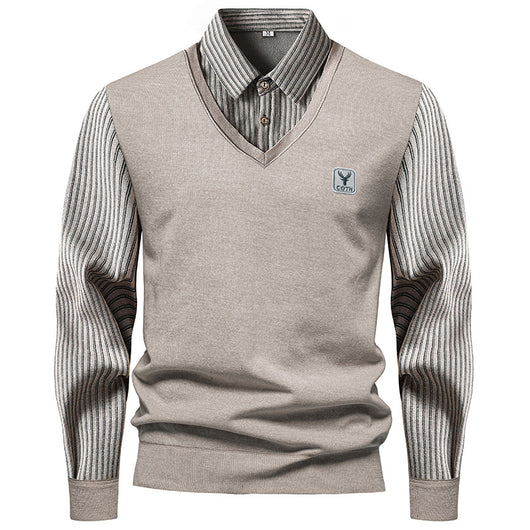 Camisa Térmica Hombre Manga Larga Efecto Doble Tela con Rayas y Forro Polar - Image 4