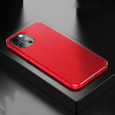 Funda Magnética de Cuero Lychee para iPhone - Protección Suave TPU - Image 9