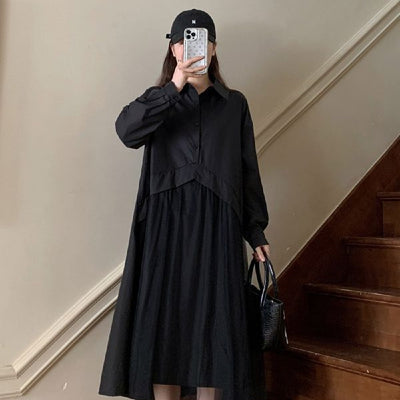 Vestido Largo Holgado de Manga Larga para Mujer