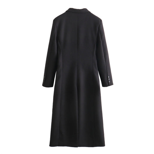 Abrigo de Lana Doble Botonadura Cuello V para Mujer - Negro - Image 9