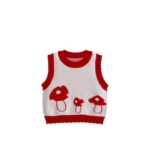 Chaleco Tejido de Algodón para Niños con Diseño Jacquard Setas - Image 5