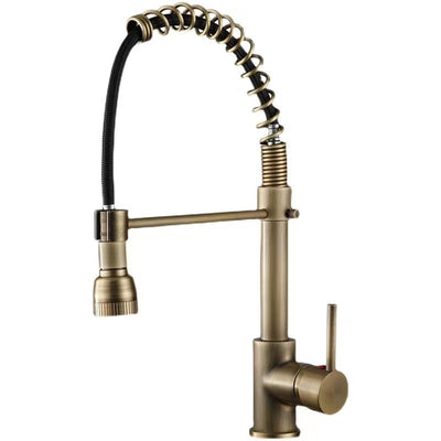 Grifo de Cocina Retráctil Estilo Europeo Antiguo con Cuenca de Cobre - Image 5