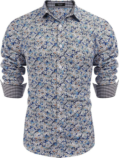 Camisa Casual Floral con Solapa Estampada de Manga Larga - Image 10