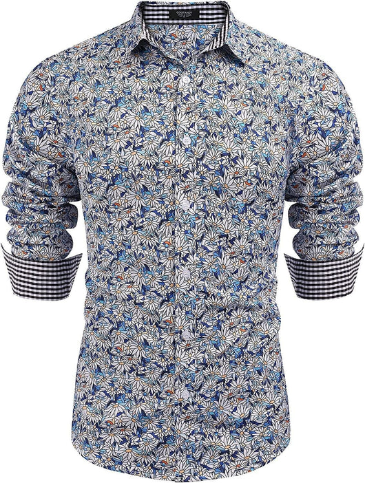 Camisa Casual Floral con Solapa Estampada de Manga Larga - Image 10