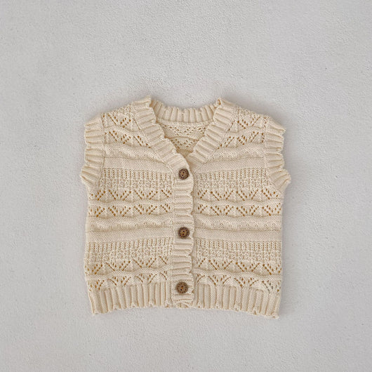 Chaleco Cardigan Tejido V-Neck para Bebés Otoño - Suéter de Punto Crochet Unisex - Image 8
