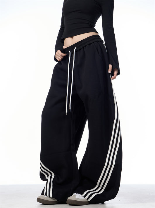 Pantalones Casuales Anchos a Rayas con Cordones - Image 14