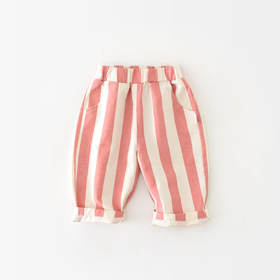 Pantalones Casuales Infantiles de Cintura Alta con Rayas de Primavera - Image 3