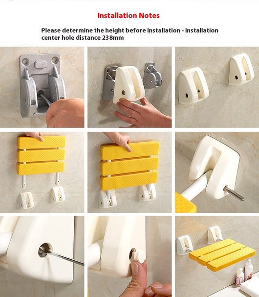 Taburete Plegable de Baño con Soporte de Pared - Seguro y Antideslizante para Adultos Mayores - Image 19