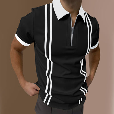 Polo Manga Corta Colorblock a Rayas para Hombre - Image 9