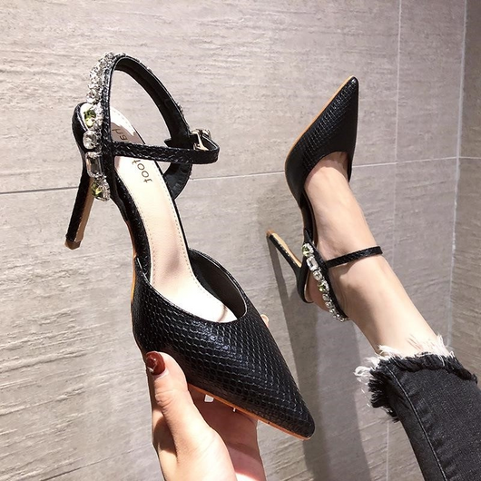 Sandalias de Tacón Stiletto con Punta Afilada y Diseño de Serpiente Brillante - Image 22