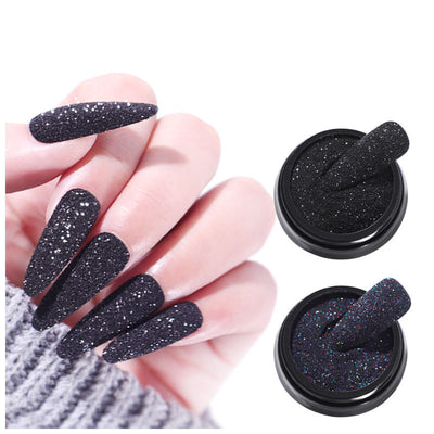 Polvo de Uñas Efecto Gasa Starlight Negro - Acabado Azucarado Premium