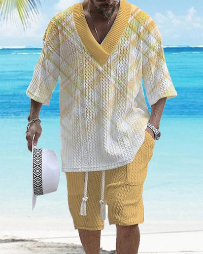 Conjunto de Dos Piezas: Shorts Jacquard Holgados para Hombre - Image 4