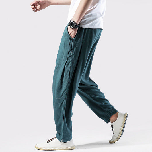 Pantalones Lino Estilo Chino Holgados Talla Grande - Image 11