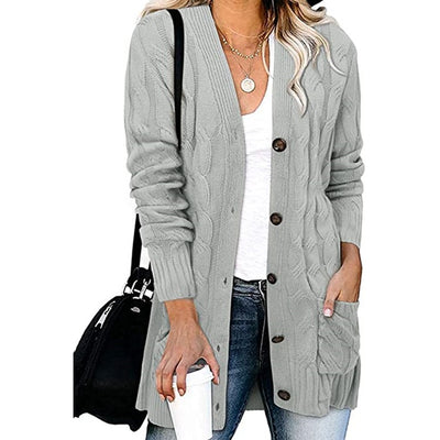 Abrigo Tejido Casual con Botones para Mujer - Otoño e Invierno - Image 23