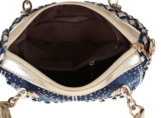 Bolso Bandolera Canvas Cuadrado con Tachuelas de Diamante Tejido - Image 14