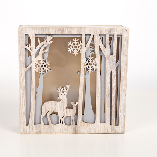 Caja Luminosa Navideña de Madera con Adornos Decorativos - Image 11