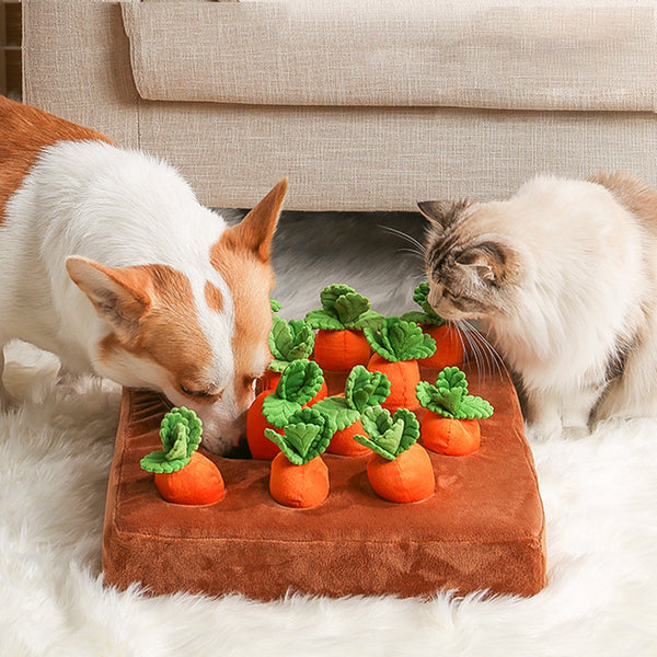 Juguete Masticable de Zanahoria para Perros y Gatos - Juguete de Peluche Duradero