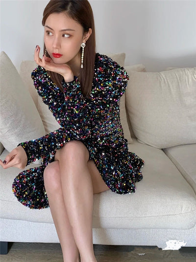 Vestido de Cola de Pez con Lentejuelas y Cuentas Irregulares - Image 11