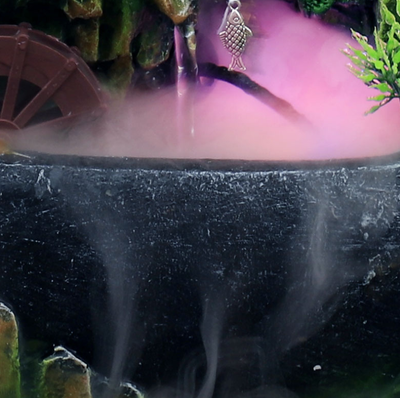 Resin desktop fountain with simulation rockery, a green bonsai tree, glowing orb, and water wheel. Measures 30cm tall. - Image 10