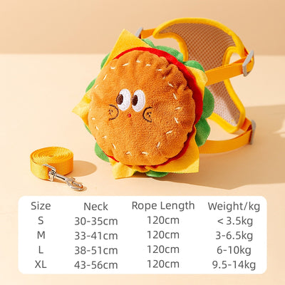 Arnés Ajustable con Correa para Pasear Perros y Gatos - Diseño Hamburguesa a Prueba de Escapes - Image 3