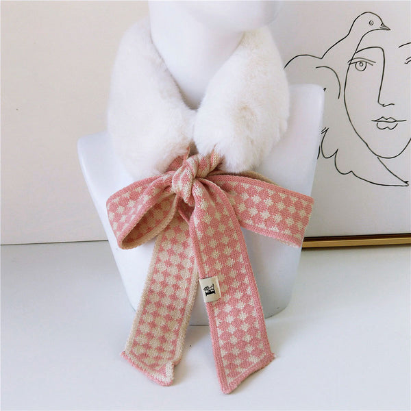 Bufanda Cuello de Piel Pata de Gallo Estilo Coreano - Abrigo Grueso Invierno Mujer