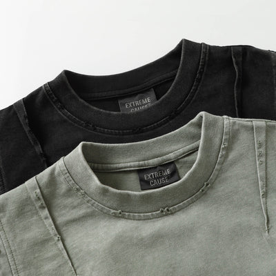 Camiseta Oversized Efecto Gastado con Costuras de Diseño - Image 11